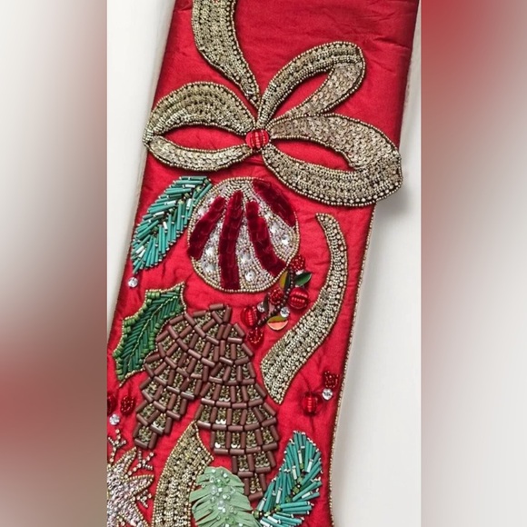 NWT Kim Seybert Red Multi Beaded Holiday Stocking Christmas $240 - Picture 3 of 3